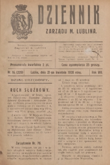 Dziennik Zarządu m. Lublina. R.8, 1928, nr 16 (229)