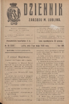 Dziennik Zarządu m. Lublina. R.8, 1928, nr 18 (231)