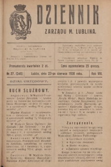 Dziennik Zarządu m. Lublina. R.8, 1928, nr 27 (240)