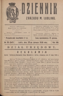 Dziennik Zarządu m. Lublina. R.8, 1928, nr 28 (241)