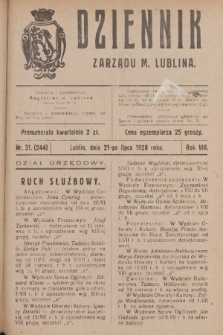 Dziennik Zarządu m. Lublina. R.8, 1928, nr 31 (244)