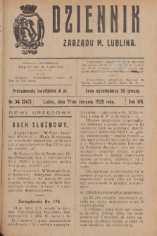 Dziennik Zarządu m. Lublina. R.8, 1928, nr 34 (247)