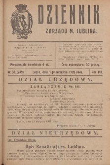 Dziennik Zarządu m. Lublina. R.8, 1928, nr 36 (249)