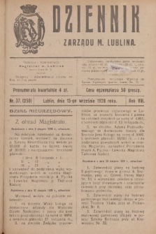 Dziennik Zarządu m. Lublina. R.8, 1928, nr 37 (250)