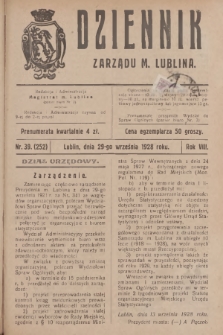 Dziennik Zarządu m. Lublina. R.8, 1928, nr 39 (252)