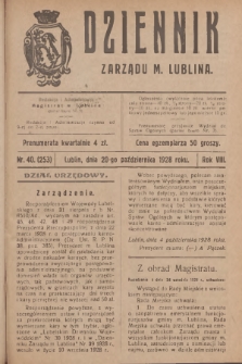 Dziennik Zarządu m. Lublina. R.8, 1928, nr 40 (253)