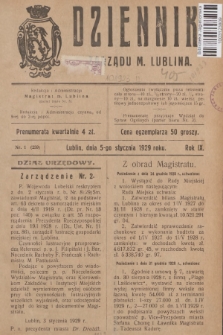 Dziennik Zarządu m. Lublina. R.9, 1929, nr 1 (259)
