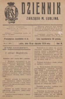 Dziennik Zarządu m. Lublina. R.9, 1929, nr 2 (260)