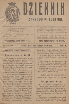 Dziennik Zarządu m. Lublina. R.9, 1929, nr 3-4 (262)