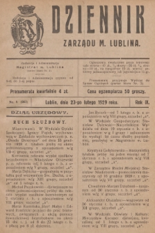 Dziennik Zarządu m. Lublina. R.9, 1929, nr 5 (263)