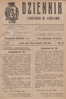 Dziennik Zarządu m. Lublina. R.9, 1929, nr 12 (270)