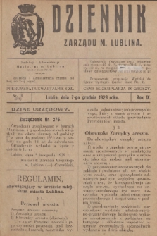 Dziennik Zarządu m. Lublina. R.9, 1929, nr 18 (276)