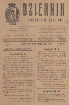 Dziennik Zarządu m. Lublina. R.10, 1930, nr 1 (277)