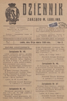 Dziennik Zarządu m. Lublina. R.10, 1930, nr 2 (278)