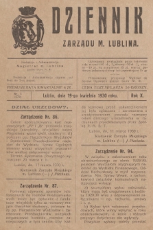 Dziennik Zarządu m. Lublina. R.10, 1930, nr 3 (279)