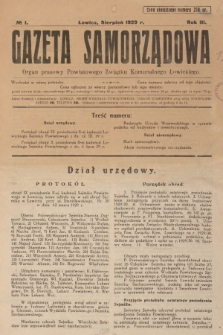 Gazeta Samorządowa : organ prasowy Powiatowego Związku Komunalnego Łowickiego. R.3, 1929, No 1