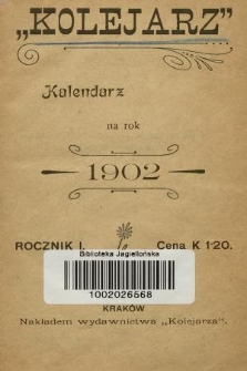 Kolejarz : kalendarz na rok 1902. R.1