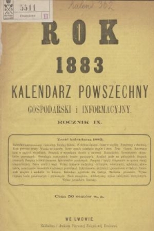 Rok 1883 : kalendarz powszechny, gospodarski i informacyjny. R.9