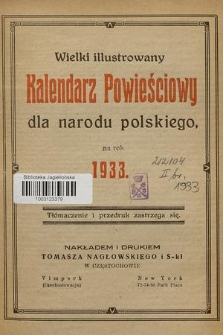 Mały IIlustrowany Kalendarz Powieściowy dla Narodu Polskiego na Rok 1933