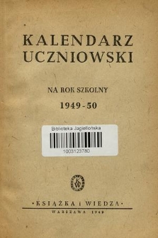 Kalendarz Uczniowski na Rok Szkolny 1949-50