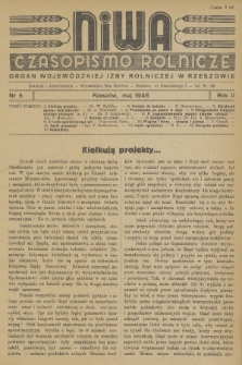 Niwa : czasopismo rolnicze : organ Wojewódzkiej Izby Rolniczej w Rzeszowie. R.2, 1946, Nr 5