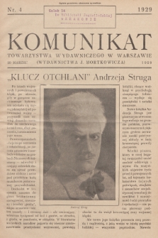 Komunikat Towarzystwa Wydawniczego w Warszawie. 1929, Nr 4