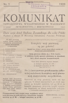 Komunikat Towarzystwa Wydawniczego w Warszawie. 1929, Nr 7
