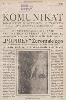 Komunikat Towarzystwa Wydawniczego w Warszawie. 1929, Nr 10