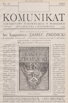 Komunikat Towarzystwa Wydawniczego w Warszawie. 1929, Nr 11