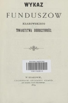 Statut Towarzystwa Dobroczynności w Krakowie