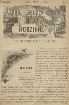 Wieczory Rodzinne : tygodnik illustrowany dla dzieci. R. 13, 1892, no. 22