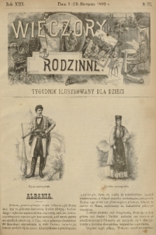 Wieczory Rodzinne : tygodnik illustrowany dla dzieci. R. 13, 1892, no. 33