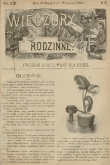 Wieczory Rodzinne : tygodnik illustrowany dla dzieci. R. 13, 1892, no. 37