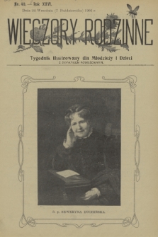 Wieczory Rodzinne : tygodnik ilustrowany dla młodzieży i dzieci z dodatkiem powieściowym. R. 26, 1905, nr 40