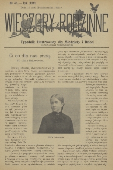 Wieczory Rodzinne : tygodnik ilustrowany dla młodzieży i dzieci z dodatkiem powieściowym. R. 26, 1905, nr 43