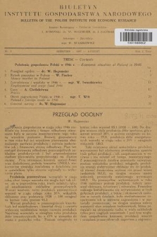 Biuletyn Instytutu Gospodarstwa Narodowego R. 2, 1947, nr 5 (Sierpień)