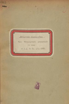 Spis Ważniejszych Przybytków za Czas od 1. I. do 31. III. 1929