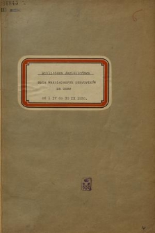 Spis Ważniejszych Przybytków za Czas od 1 IV do 30 IX 1930