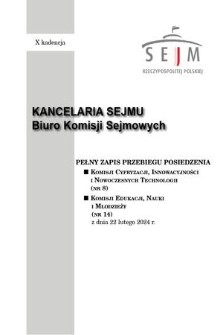 Pełny Zapis Przebiegu Posiedzenia Komisji Edukacji, Nauki i Młodzieży (nr 14) z dnia 22 lutego 2024 r.