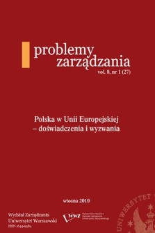 Problemy Zarządzania. Vol. 8, 2010, nr 1