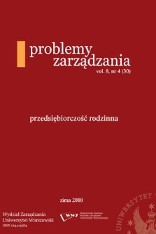 Problemy Zarządzania. Vol. 8, 2010, nr 4