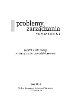 Problemy Zarządzania. Vol. 9 (2011) nr 4, t. 2