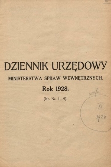 Dziennik Urzędowy Ministerstwa Spraw Wewnętrznych. 1928, skorowidz alfabetyczny