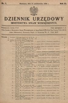 Dziennik Urzędowy Ministerstwa Spraw Wewnętrznych. 1928, nr 7