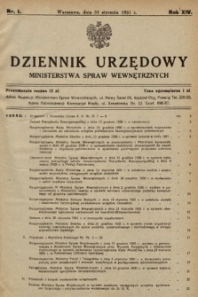 Dziennik Urzędowy Ministerstwa Spraw Wewnętrznych. 1931, nr 1