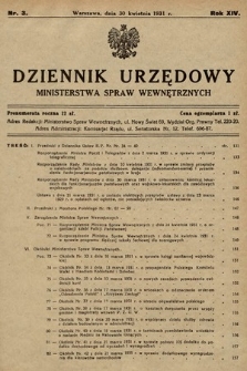 Dziennik Urzędowy Ministerstwa Spraw Wewnętrznych. 1931, nr 3