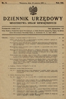 Dziennik Urzędowy Ministerstwa Spraw Wewnętrznych. 1931, nr 6
