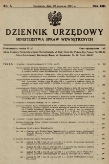 Dziennik Urzędowy Ministerstwa Spraw Wewnętrznych. 1931, nr 7