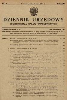 Dziennik Urzędowy Ministerstwa Spraw Wewnętrznych. 1931, nr 8