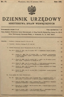 Dziennik Urzędowy Ministerstwa Spraw Wewnętrznych. 1931, nr 12